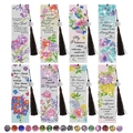 Set mit 8 DIY-Diamantmalerei-Lesezeichen mit Blumenmustern und religiösen Versen - Bibelverse Floral (8er Set) / 8er Set