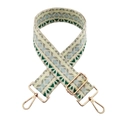 Adjustable bohemian geometric pattern wide shoulder strap with gold metal hooks - Light Yellow Orchid Green