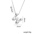 Titanium steel silver letter W puffy balloon alphabet pendant necklace on a box chain - Letter W (Silver)