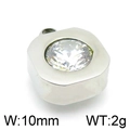 Makro-Detail von quadratischem Edelstahl-Geburtssteinanhänger mit 10 mm Breite und 2 g Gewicht - Silber Quadratischer Transparenter Edelstein Stil (KLJ4042-Z)