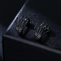 Gothic punk style black claw skeleton hand stud earrings for men and women - Black (Single Piece)