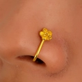 Close-up of a golden flower nose cuff on a model showing the intricate daisy petal details - Gold Daisy Style (WG-1325)