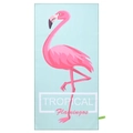 Quick-dry microfiber beach towel with light blue base and pink tropical flamingo print - Green Flamingo / 70*150cm