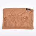 Unisex 100g camel cashmere-feel scarf featuring elegant tassels and a smooth texture - Camel