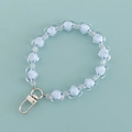 Blue and transparent heart-shaped beaded keychain with a metal spring clasp - Blue Clear Heart Style (B342-5)