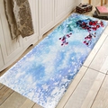 Tappeto assorbente in flanella con motivo neve e bacche rosse per cucina e corridoio - 40x60cm / Bacche Invernali