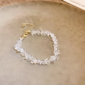 Irregular clear quartz stone bracelet with adjustable gold lobster clasp and chain - 56# Bracelet-Clear Quartz-Gold Buckle