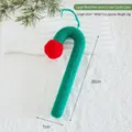 Knitted green Christmas candy cane ornament with red pom pom, size 20cm by 7cm - Large Green Candy Cane with Red Pompom / Large