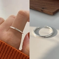 Minimalist adjustable silver twist ring with a polished finish for an elegant stacked look - Simple Smooth Open Ring (J2817)