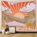 Böhmischer Wandteppich mit Wüstensonnenuntergang-Illustration und Joshua-Bäumen - 73X95CM / Wüstenuntergang (Gebürsteter Stoff)