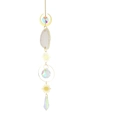 Golden moon and sun suncatcher with cream agate slice and iridescent crystal prisms - White Agate