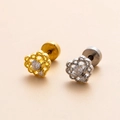 Piercings tragus en acier inoxydable or et argent avec pierres CZ brillantes - 9# (Floral)