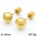 Minimalist 10mm golden stainless steel ball stud earrings with butterfly backings - 10mm / Gold