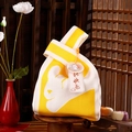 Borsa regalo in maglia gialla con motivo a coniglio bianco e manico a nodo per la festa - Coniglio di Giada Giallo