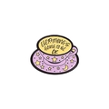 Enamel tea cup brooch with 'Everything's Going To Be Ok' text and star pattern - Purple Tea Cup Style (XZ4056)