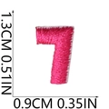 Mini rose red embroidered number 7 patch for clothes and bags measuring 1.3cm x 0.9cm - Number 7 (Rose Red Small)