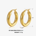 Aros minimalistas de acero inoxidable chapado en oro de 18K, talla 2cm y peso 11,7g - 2cm / Dorado