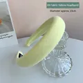 Puffy sponge headband in light yellow fabric with ribbed texture for women hair styling - Diameter about 13cm / 3# Fabric Yellow Headband