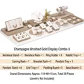 28-piece champagne jewelry display stand set for necklace ring and earrings - Combination U (White/Champagne, 28pcs)