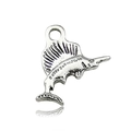 Tibetan silver sailfish charm pendant in antique finish for DIY jewelry making - Fish (10383) / 1 Piece (18x12mm) / Antique Silver