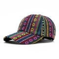 Ethnic striped baseball cap with blue and red woven pattern and curved brim - Colorful 2