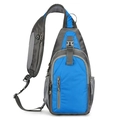 Waterproof sports sling bag in bright blue and grey with adjustable shoulder strap - Royal Blue