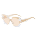 Irregular transparent frame sunglasses in champagne beige finish for party wear - Beige Frame Champagne Lens