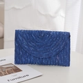 Navy blue straw woven envelope clutch bag with concentric pattern on white background - 26*17cm / Navy Blue