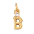 Gold plated copper letter B pendant featuring a single round cubic zirconia stone - Single Stone Letter B