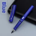 Navy blue inkless eternal pencil with ergonomic grip and metal clip on leather notebook - Small Rod HB / Blue