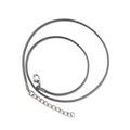 Cordon de collier ciré gris foncé avec fermoir mousqueton argenté et extension - Gris