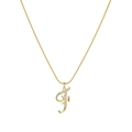 Elegant gold-plated letter F pendant necklace paved with sparkling white zircons - Letter F Style (MY2495-15)