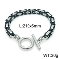 Bracciale a catena in acciaio inossidabile argento e nero con chiusura OT 210mm - Bicolore Nero