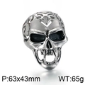 Polished silver skull mask pendant in stainless steel, size 63x43mm, weight 65g - Textured Engraved Skull (KP82814-BDJX)
