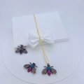 Ensemble détaillé de collier et boucles d'oreilles abeille avec cristaux colorés - #6 Abeille Métal Foncé (Pendentif Uniquement)