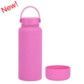 Matte pink 1L stainless steel water bottle with carry lid and silicone base boot - 1 L / Rose Red