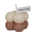 Handmade bubble cube scented candle in dual-tone white and brown with a decorative flag - Gradient Coffee (Amber)