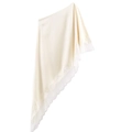 Close-up of champagne satin fabric featuring intricate white lace trim embroidery detail - XS / Off White