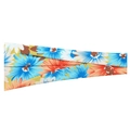 Floral sports headband with blue and orange botanical print on soft stretch fabric - 24# Blue Orange Floral