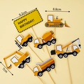 Construction vehicle cake topper set with bulldozer and excavator for boys birthday - Construction Vehicle Cake Topper Set B
