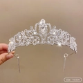 Silver rhinestone princess crown with heart-shaped stone, 15.5cm diameter tiara - 2# Crystal Crown (15.5cm)