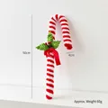 Plush 50cm red and white striped Christmas candy cane ornament with bow and holly - Large Candy Cane