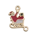 Ciondolo slitta di Babbo Natale in lega smaltata con finitura metallica dorata per gioielli - Slitta di Babbo Natale (12258) / 1 Pezzo (14x21mm) / Rosso