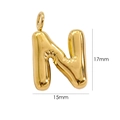 Chubby balloon style letter N pendant in 14K gold plated stainless steel, 17mm height - Letter N