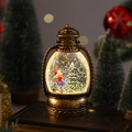 Lanterna di Natale vintage in bronzo con Babbo Natale ed effetto neve a LED scintillante - Piccolo Ragazzo