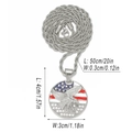 Hip hop American flag eagle pendant necklace with rhinestones on twist chain - Eagle Roundel (470) / Silver