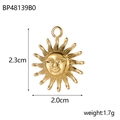Ciondolo sole vintage in acciaio inossidabile dorato per collane, misura 2,3x2,0 cm - Ciondolo Viso Sole Oro (BP48139B0)