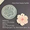 Stampo in silicone a forma di peonia con ciondolo finito e specifiche di dimensioni - Stampo per etichetta peonia