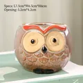 Brown ceramic owl succulent pot with detailed dimensions: 7.5x6.5x6.0 cm and 5.2x4.2 cm opening - Style 03