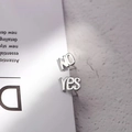 Minimalist 925 silver stud earrings featuring playful asymmetric YES and NO letter design - YES-NO Letter / Silver